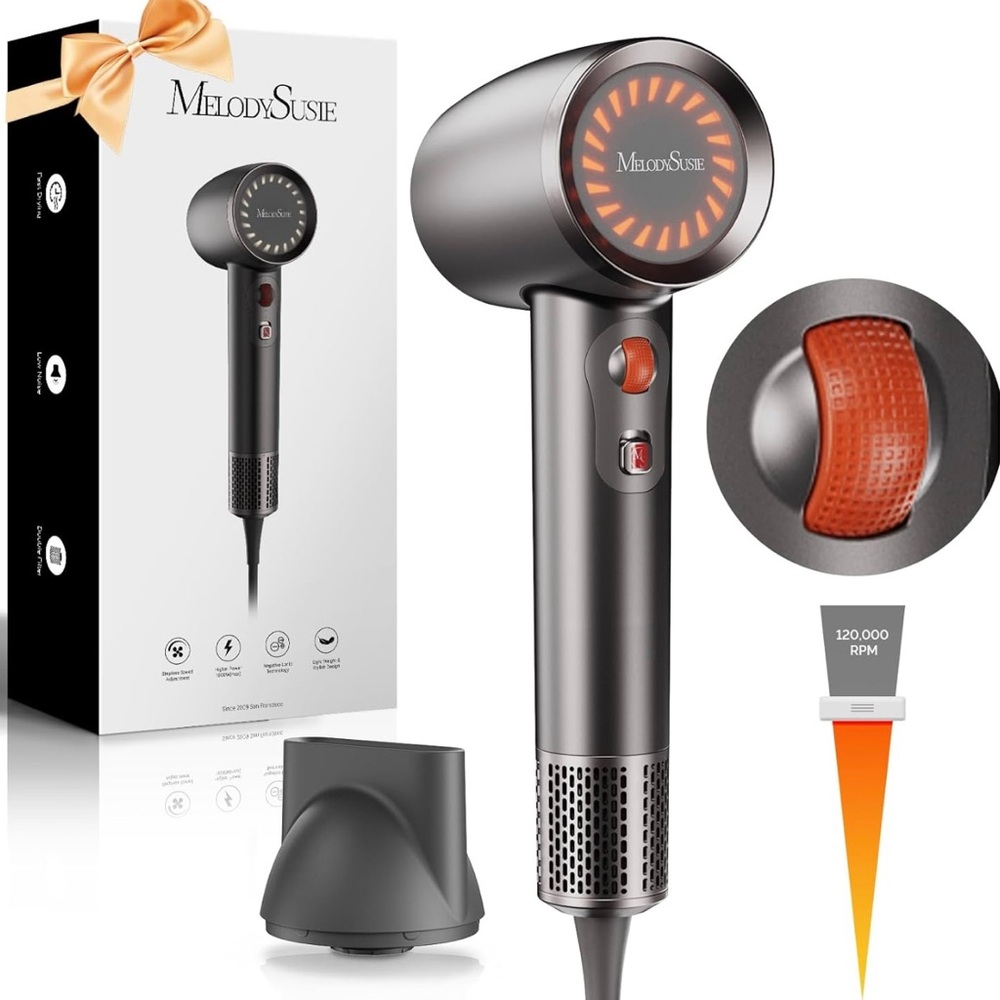 MelodySusie Hair Dryer, 1600W Professional Fast Drying Blow Dryer